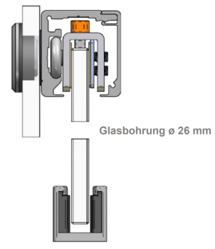 Glasbefestigung für SB 10 bis SB 40